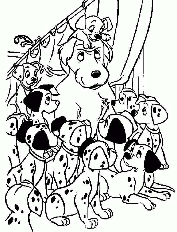 Collection of coloring for children on the theme animated "101 Dalmatians"
