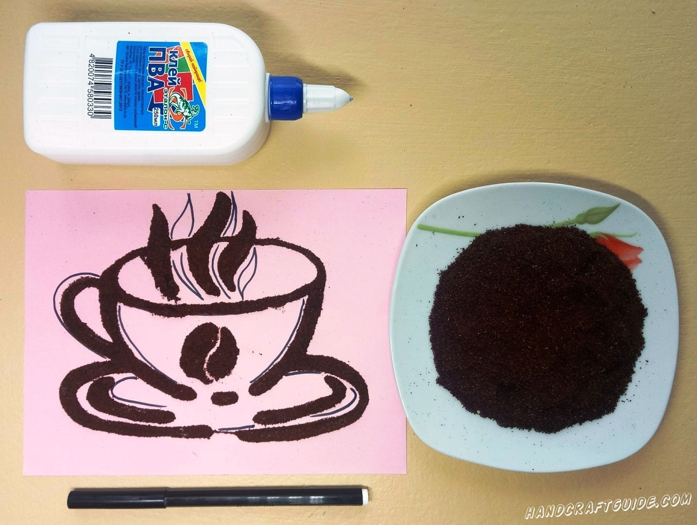 Как сделать простую поделку с кофейными зернами – чашка вверх дном для начинающих