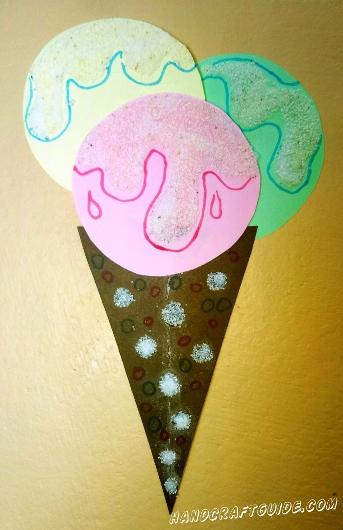 аппликация мороженого из манки из цветной бумаги