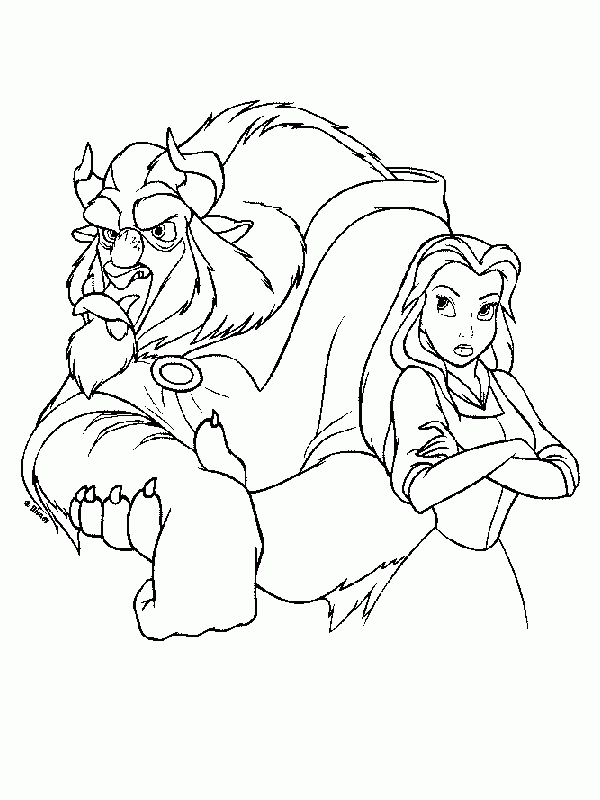 Collection of coloring for children on the theme animated "Beaty and the Beast"