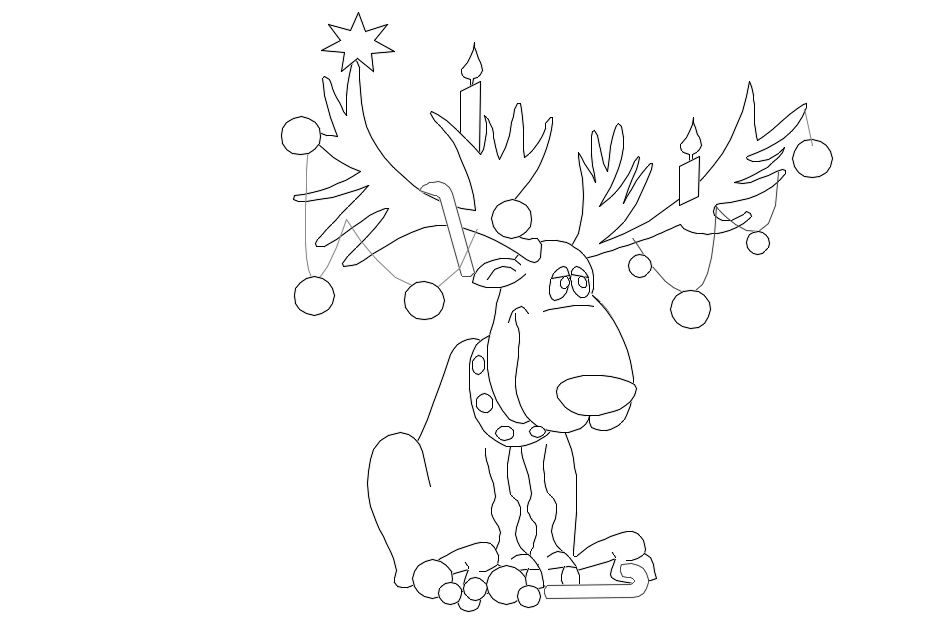 рождественский олень раскраски