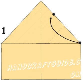 Paper must be placed vertically on the table, to the short side currently. Fold it in half in the longitudinal direction, smooth fold it by hand to outline the central axis line. Then fold the top right corner so that the upper section of the sheet coincides with its side. Do exactly the same to the second angle (Fig. 1).