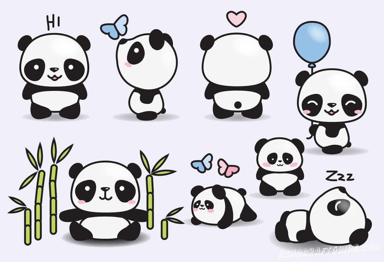 красивые панды для срисовки