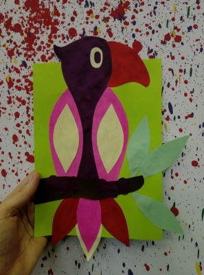 Аппликация из цветной бумаги для детей, поделки своими руками птицы на бумаге