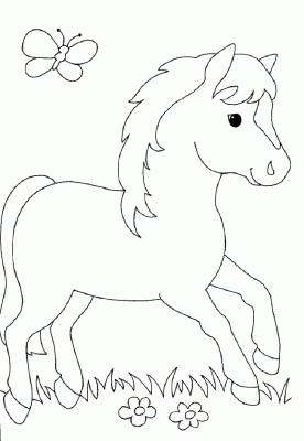 The collection of coloring pages for children with the image of horses