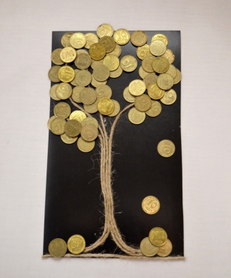 Детская поделка монетное дерево